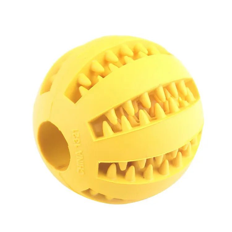 Dog Toy Ball - Nontoxic Bite - Resistant Rubber Chew Ball with Treat Feeder and Tooth Cleaning for Dogs and Puppies - The Petzzy