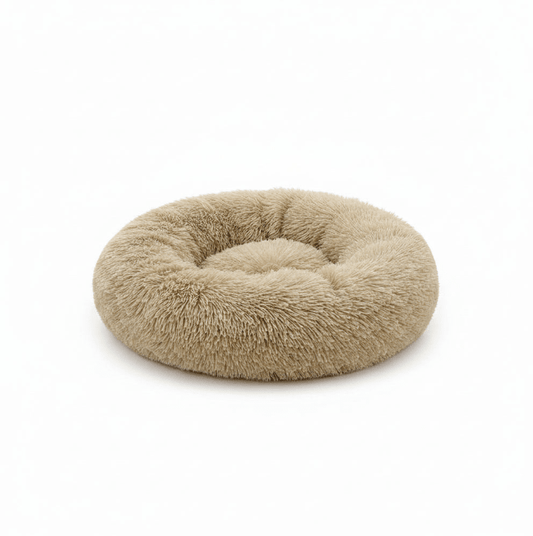 Donut Dog Bed for Small and Medium Dogs - Plush Faux Fur Self - Warming Calming Round Dog Bed, Anti - Slip, Machine Washable - The Petzzy