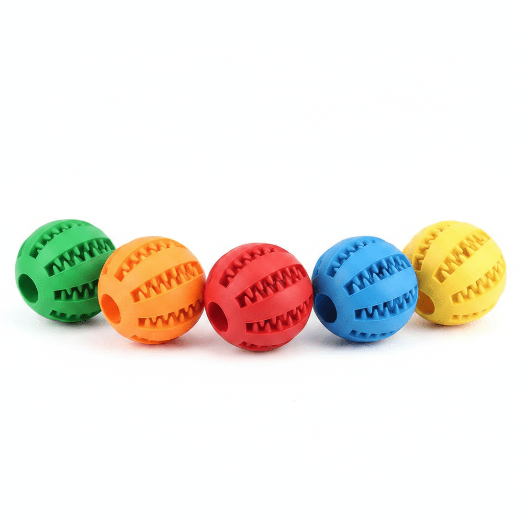 Dog Toy Ball - Nontoxic Bite - Resistant Rubber Chew Ball with Treat Feeder and Tooth Cleaning for Dogs and Puppies - The Petzzy