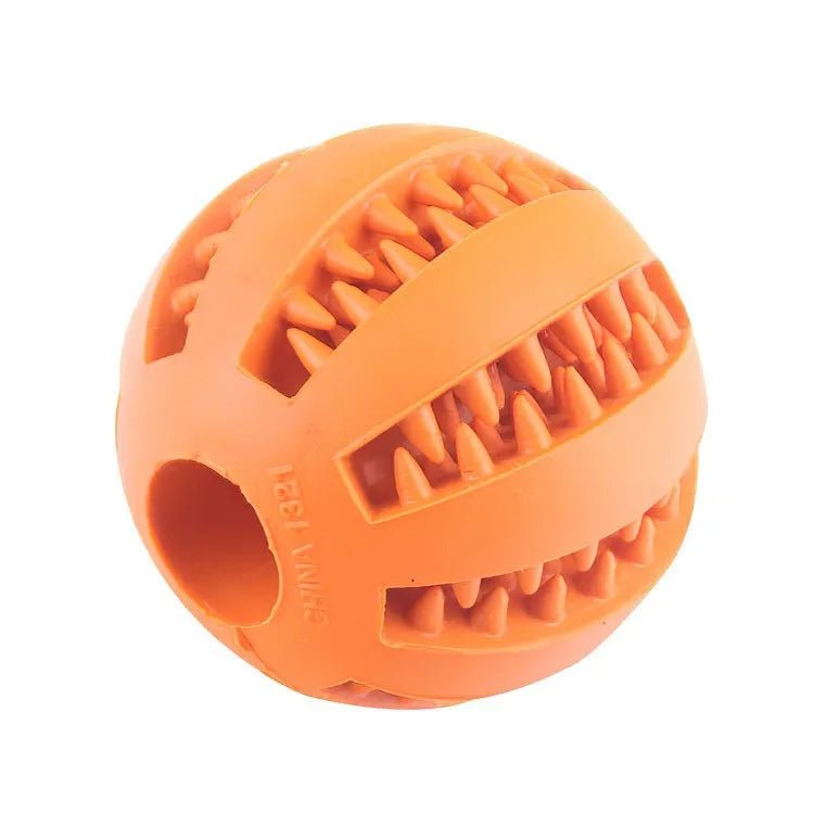 Dog Toy Ball - Nontoxic Bite - Resistant Rubber Chew Ball with Treat Feeder and Tooth Cleaning for Dogs and Puppies - The Petzzy