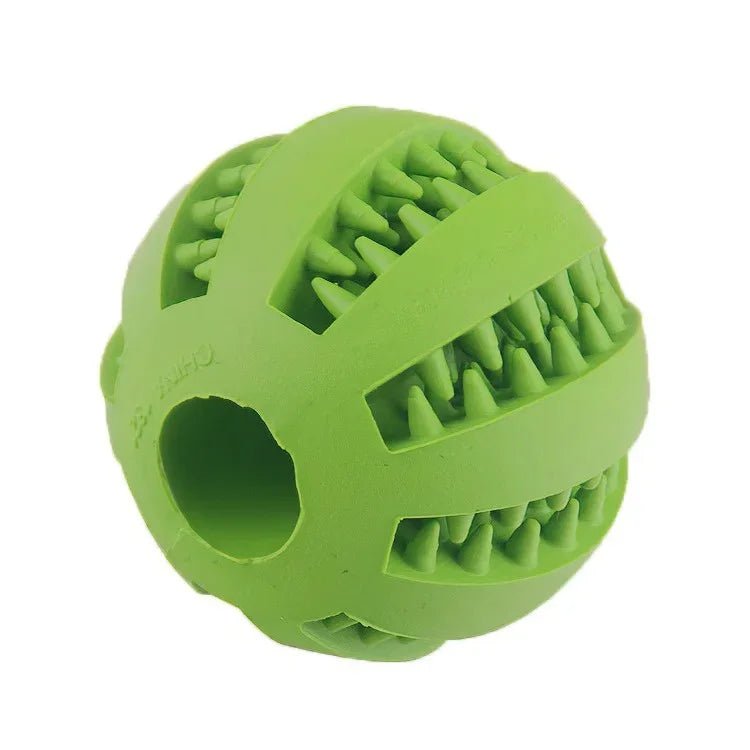 Dog Toy Ball - Nontoxic Bite - Resistant Rubber Chew Ball with Treat Feeder and Tooth Cleaning for Dogs and Puppies - The Petzzy