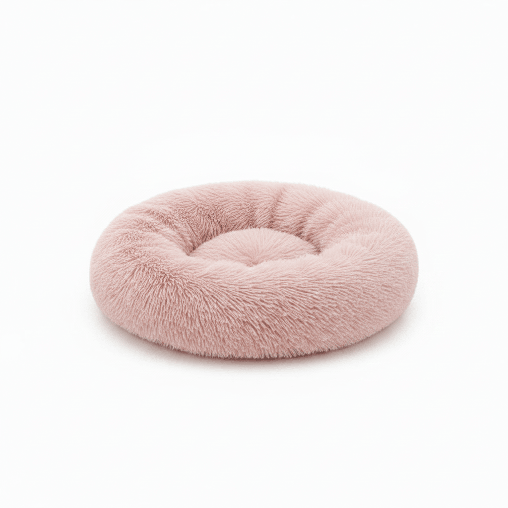 Donut Dog Bed for Small and Medium Dogs - Plush Faux Fur Self - Warming Calming Round Dog Bed, Anti - Slip, Machine Washable - The Petzzy