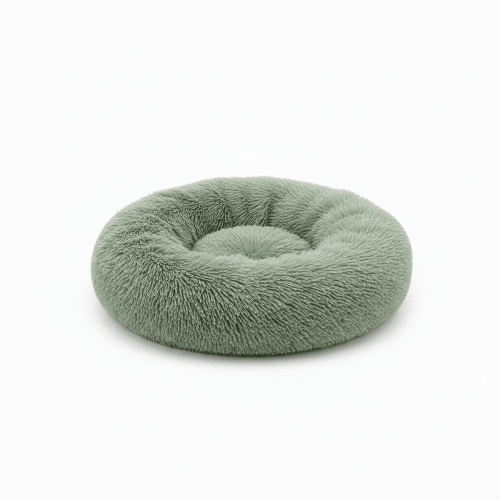 Donut Dog Bed for Small and Medium Dogs - Plush Faux Fur Self - Warming Calming Round Dog Bed, Anti - Slip, Machine Washable - The Petzzy