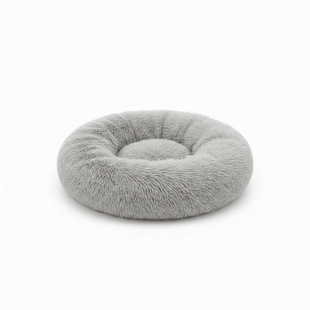 Donut Dog Bed for Small and Medium Dogs - Plush Faux Fur Self - Warming Calming Round Dog Bed, Anti - Slip, Machine Washable - The Petzzy