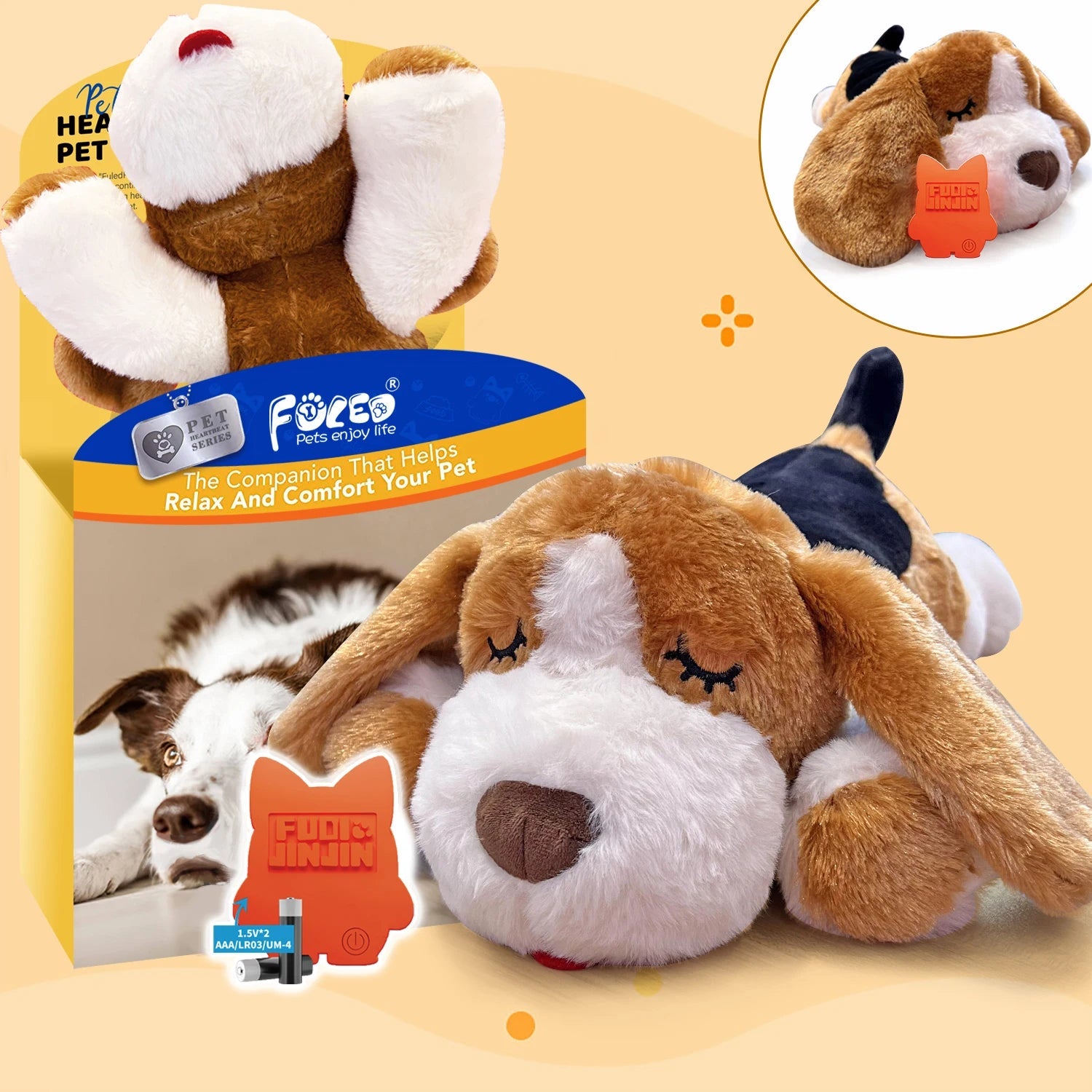 Plush Puppy Heartbeat Toy - Calming Stuffed Animal for Anxiety, Sleep Training and Behavior, 16 Designs, Birthday Gift for Dogs - The Petzzy