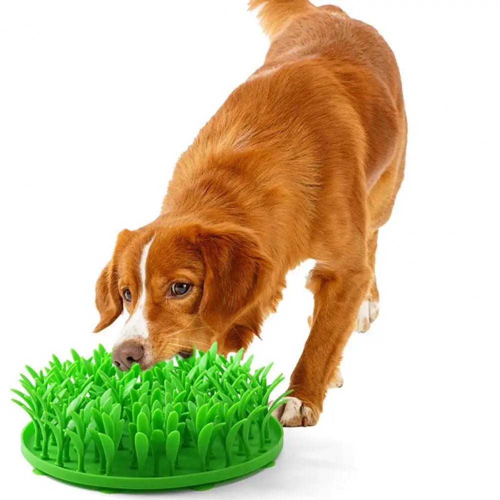 Silicone Grass Design Slow Feeder Lick Mat for Dogs - Non - Slip Interactive Feeding Pad for Better Digestion and Mental Enrichment, Green - The Petzzy