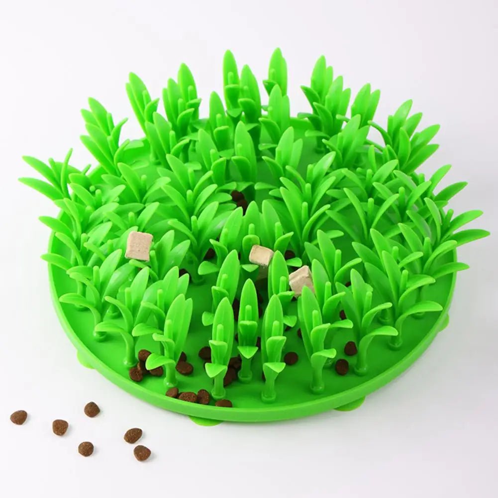 Silicone Grass Design Slow Feeder Lick Mat for Dogs - Non - Slip Interactive Feeding Pad for Better Digestion and Mental Enrichment, Green - The Petzzy