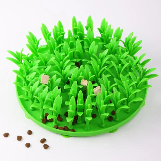 Silicone Grass Design Slow Feeder Lick Mat for Dogs - Non - Slip Interactive Feeding Pad for Better Digestion and Mental Enrichment, Green - The Petzzy